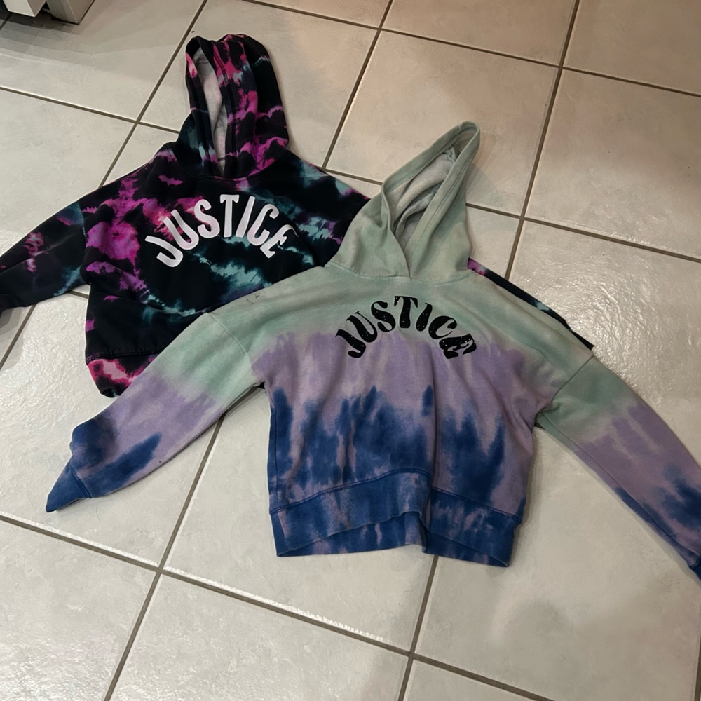 Two Justice hoodies in size small- 7/8